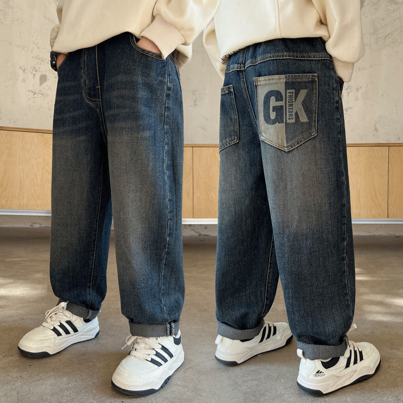 男童牛仔裤春秋2025新款儿童直筒裤子秋装大童痞帅风男孩休闲裤潮,童装/婴儿装/亲子装,儿童牛仔裤,淘宝优惠券,粉丝福利购,淘宝优惠卷