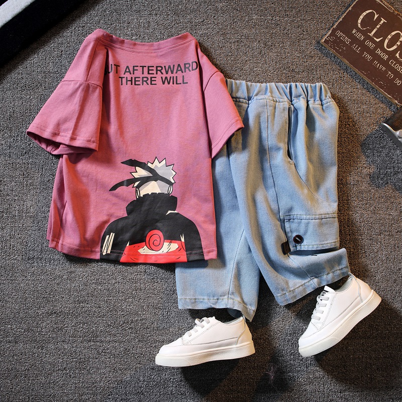 儿童夏装2024新款网红炸街童装男童夏季短袖套装潮帅气衣服小男孩