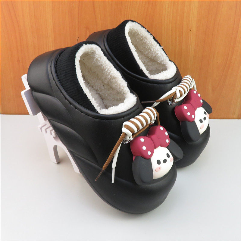 冬季PU皮面防水防滑保暖棉拖鞋