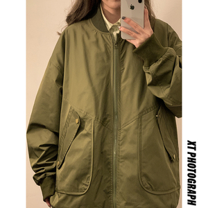2023女模春季新款高品质包边棒球领夹克绿JK041-P88控128