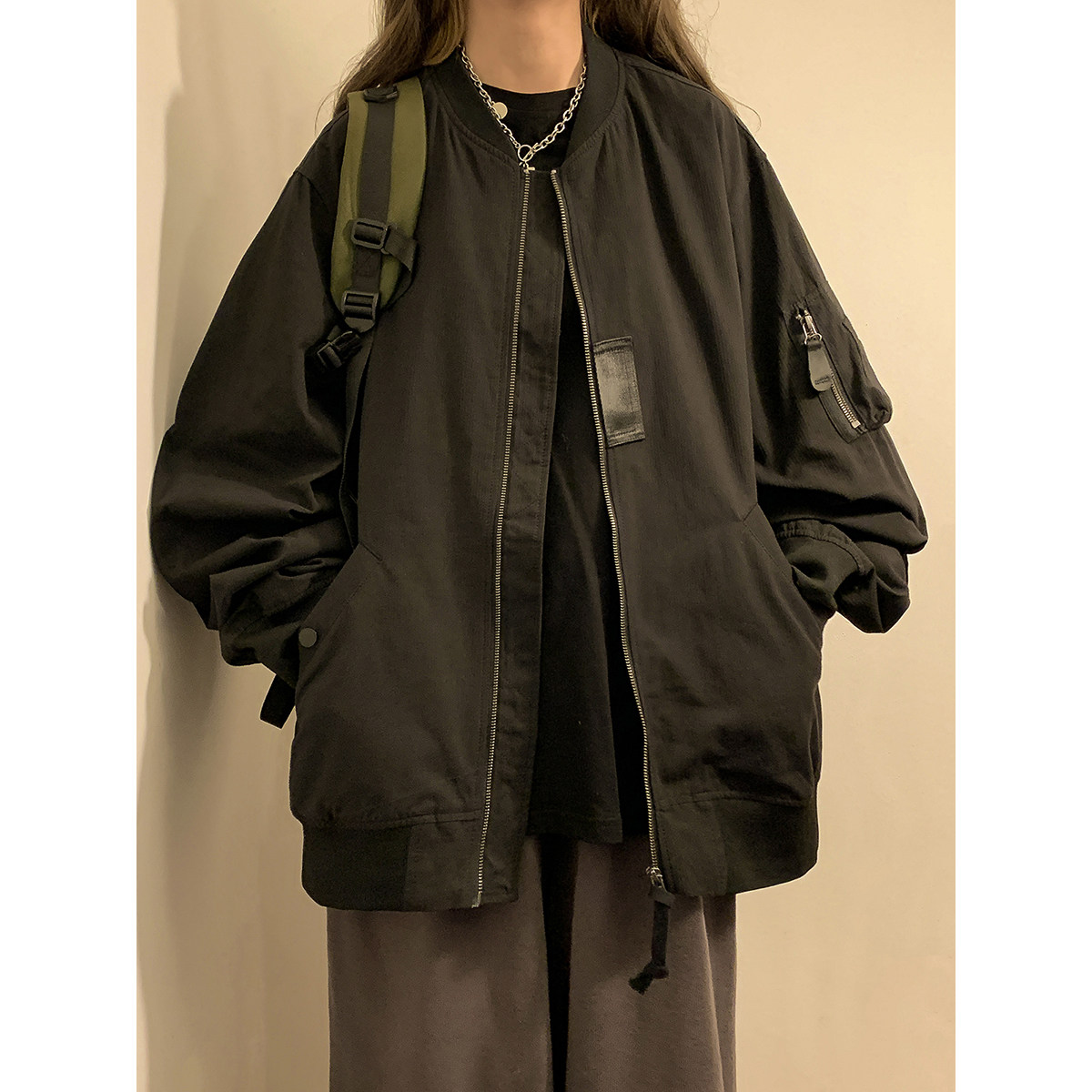 2023女模春季新款高品质棒球领夹克外套绿色JK040-P78,男装夹克,电商B237