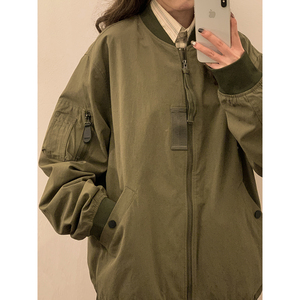 2023女模春季新款高品质棒球领夹克外套 绿色 JK040-P78图片