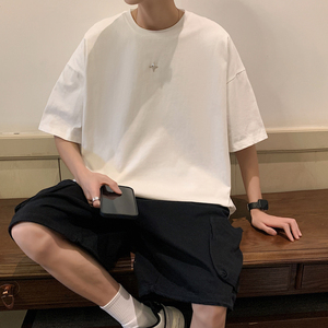 2023女模新款T恤金属星星纯棉双纱230克大板 黑 TX085-P35 控58元图片