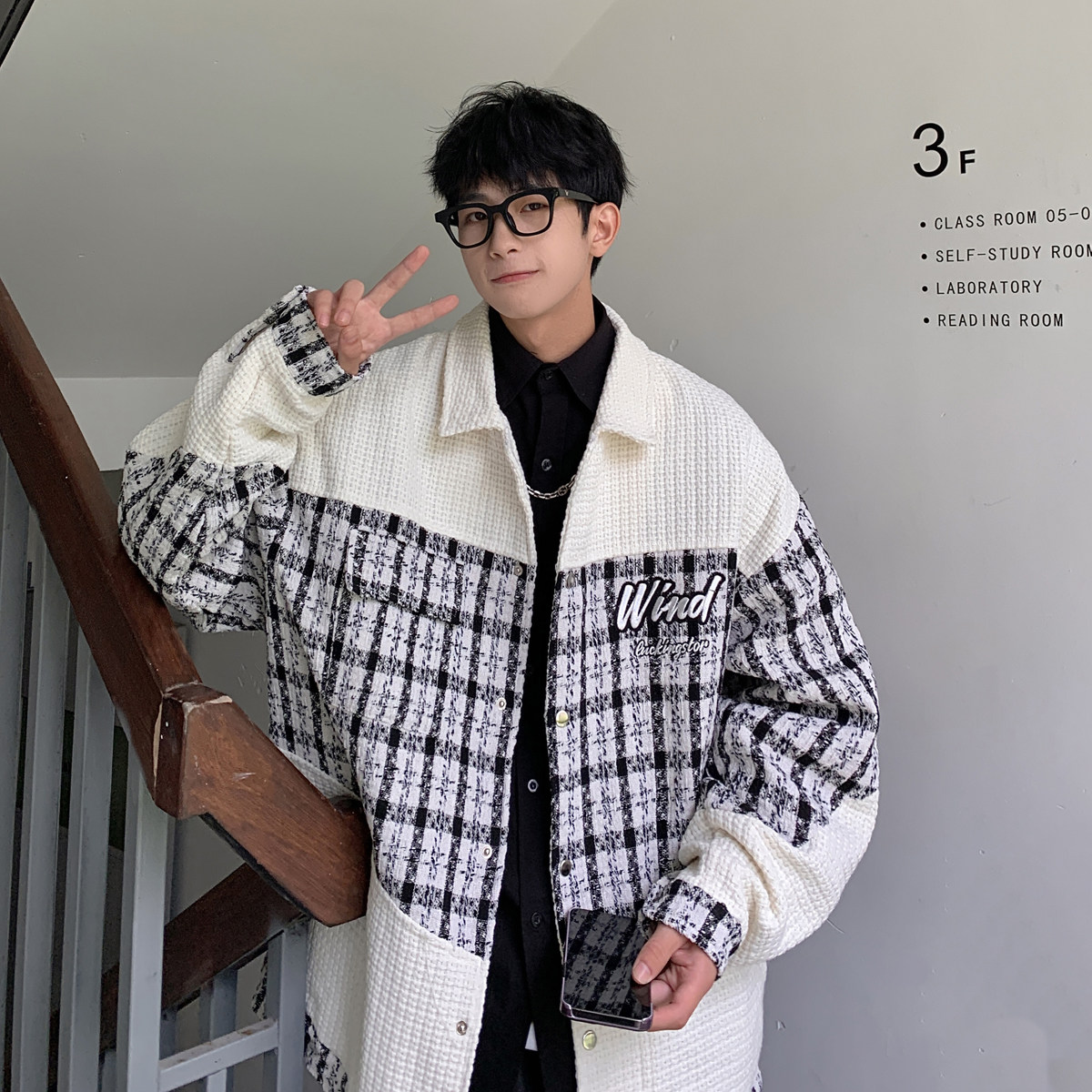 2023港风秋季新款贴袋刺绣小香风撞色夹克外套绿色JK027-P95,男装夹克,电商B237