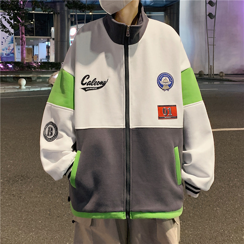 2024秋季新款男士撞色贴标刺绣外套港风白色JK017-P88控118元,男装夹克,电商B237