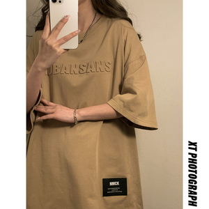 2023女模新款T恤纯棉双纱230克压花大板 黑色 TX082-P38 控58图片