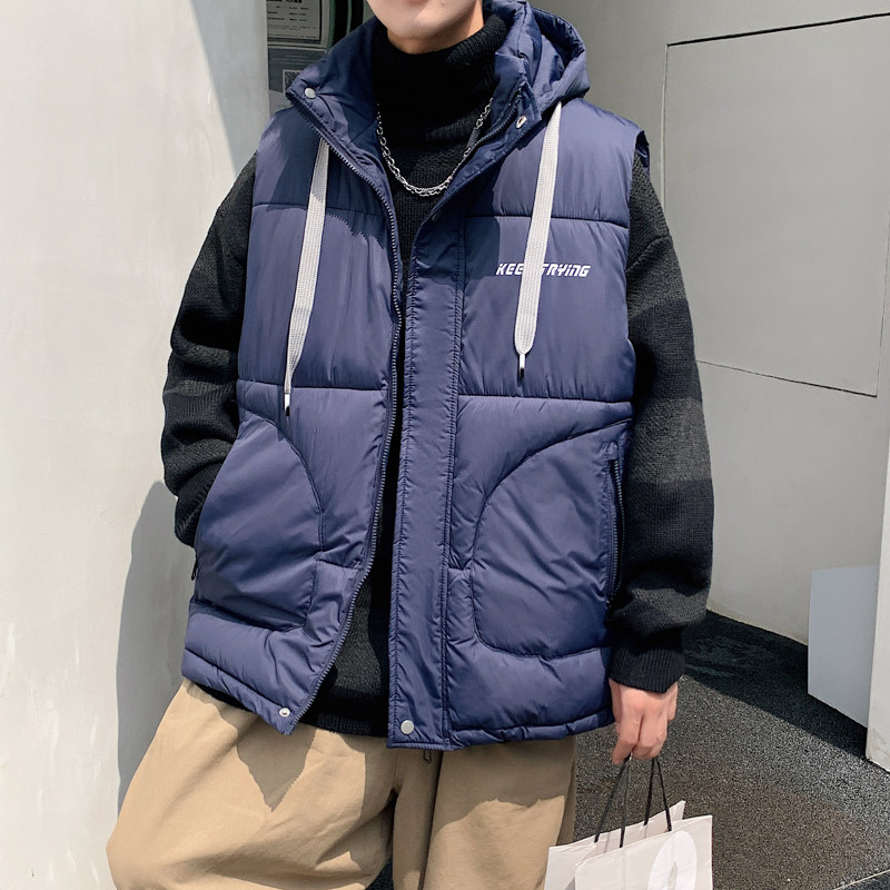 2023港风新款男士连帽可拆卸外贸品质马甲蓝色MJ12-P75控108,男装背心/马甲,电商B237