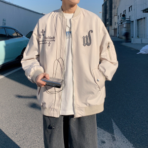 2024春季新款刺绣贴皮棒球领高品质 夹克男 黑色JK038-P88 控128图片