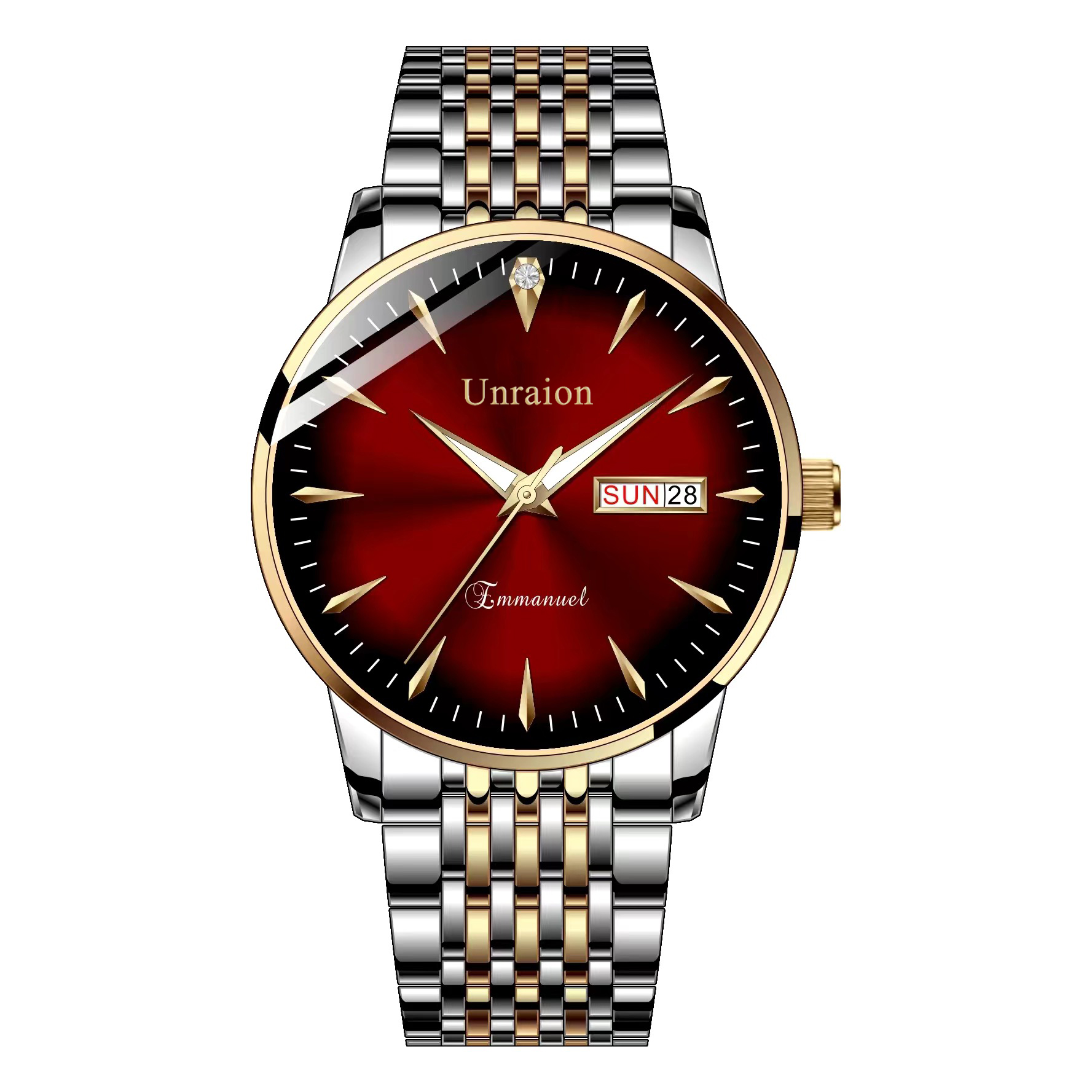 韩版简约风夜光双日历学生石英表