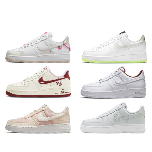 耐克Nike Air Force 1 AF1白红 纯白空军一号女子板鞋DV7584-100