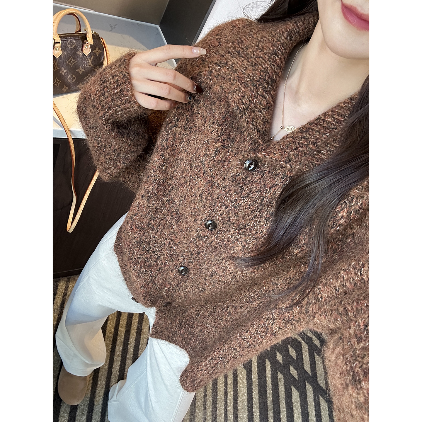 松弛新贵！~混纺花线羊毛开衫女