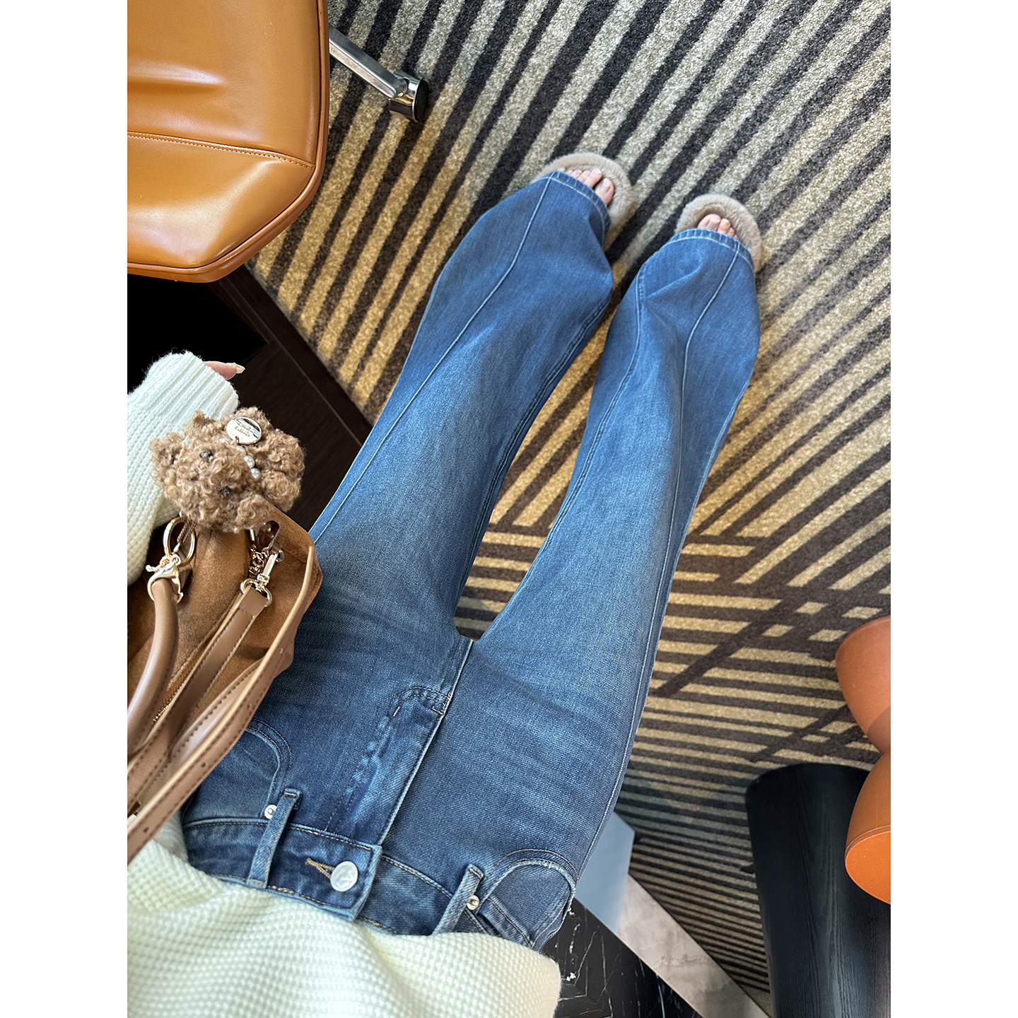 版型不挑人！~侧骨线高腰筒喇叭牛仔裤四面弹显瘦长裤子女春新款,女装/女士精品,牛仔裤,淘宝优惠券,粉丝福利购,淘宝优惠卷