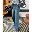 女秋冬新保暖弹力筒喇裤 秒变长腿精 立体侧线加厚绒高腰牛仔裤