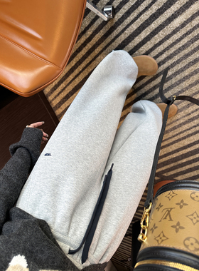 云朵包裹感！~两穿加厚绒高腰卫裤女2025秋冬新款宽松阔腿休闲裤