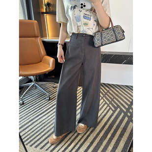 宽松设计牛仔裤 焊在腿上 女2026新款 莱赛尔直筒休闲裤 子 极简春季