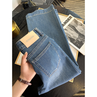 复古宽松百搭裤 满满设计感 女2026新款 卷边直筒微阔牛仔裤 子 春季