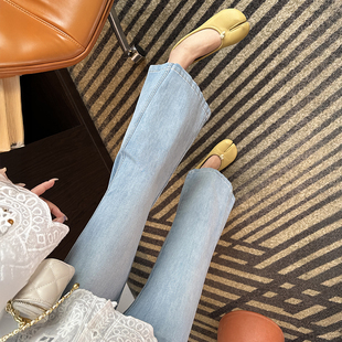 裤型标杆~!小个子喇叭牛仔裤女2025夏季新款宽松显瘦八九分裤子