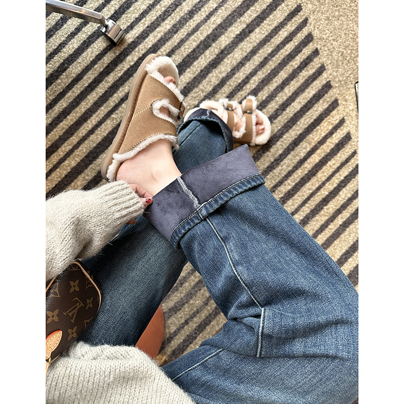 过冬bi选！！复古经典加绒阔腿裤