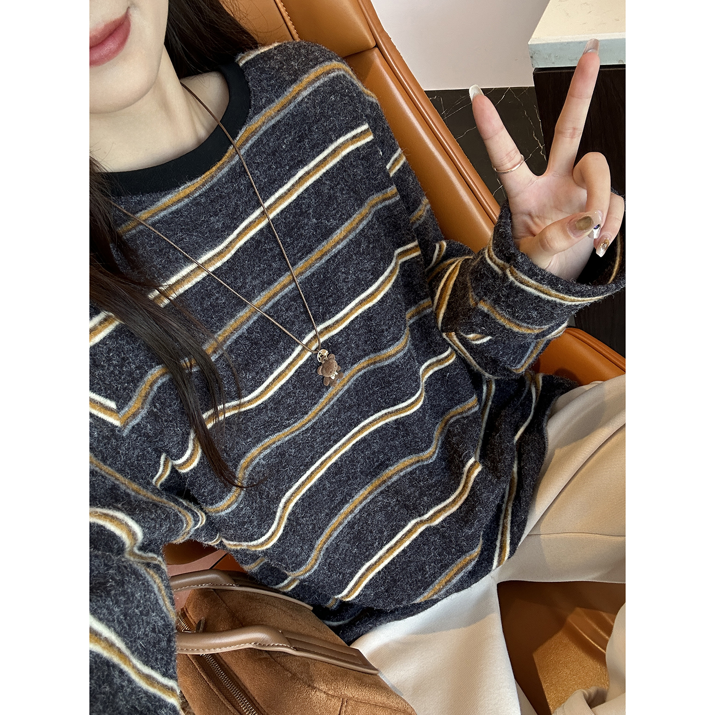 有被惊艳到!~超软糯条纹打底衫