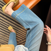 阔腿奶奶裤 镇店之宝 薄款 女夏季 超美小雏菊刺绣九分天丝牛仔裤