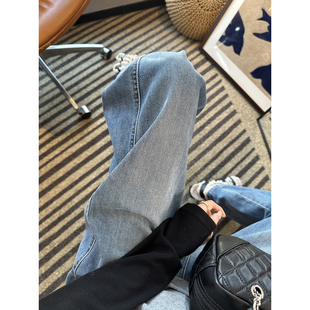 梨型挚爱 显瘦复古宽松阔腿老爹裤 弯刀牛仔裤 新款 子女春季 遮胯