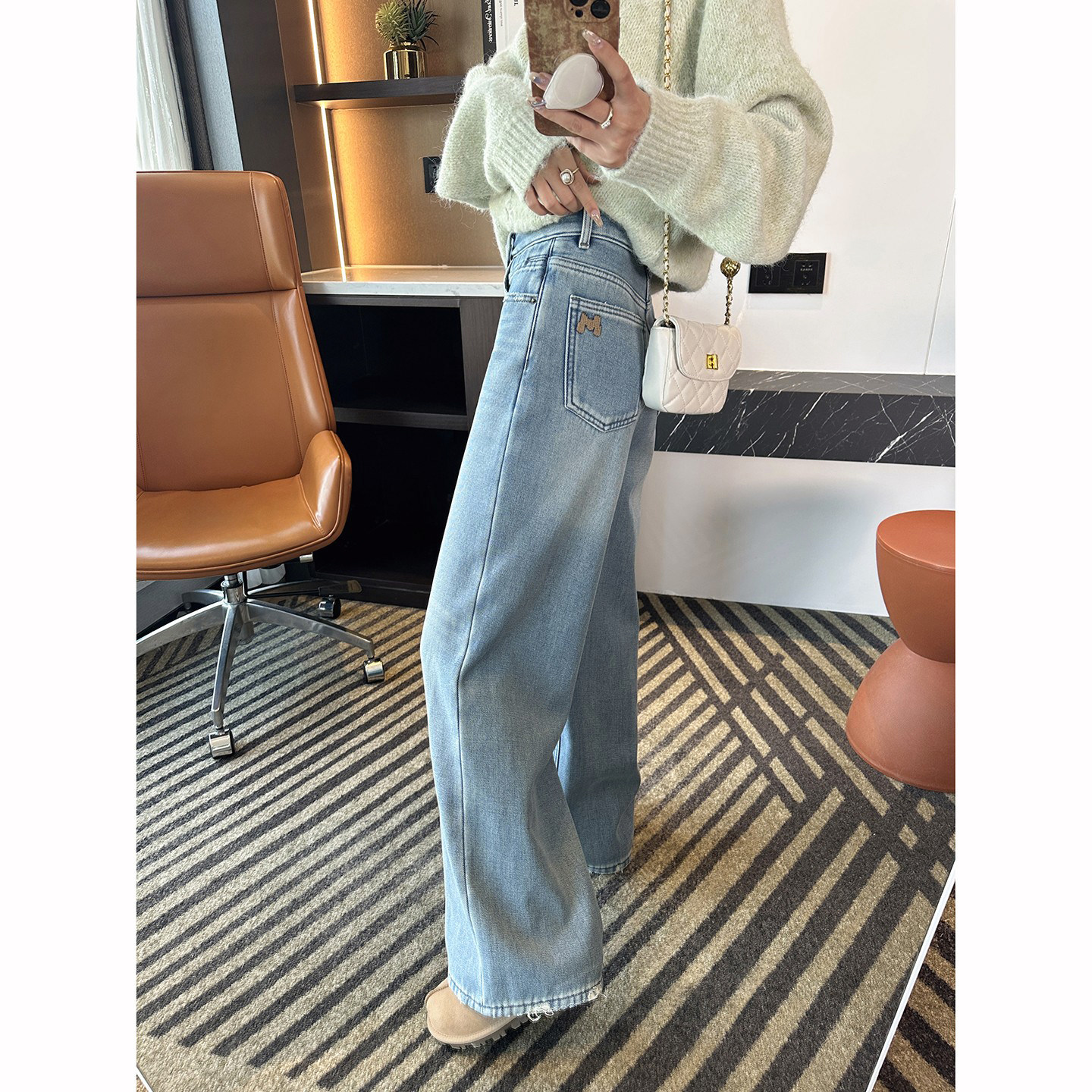 保暖升级！一体绒~直筒阔腿牛仔裤女冬加绒复古做旧宽松垂感长裤,女装/女士精品,牛仔裤,淘宝优惠券,粉丝福利购,淘宝优惠卷