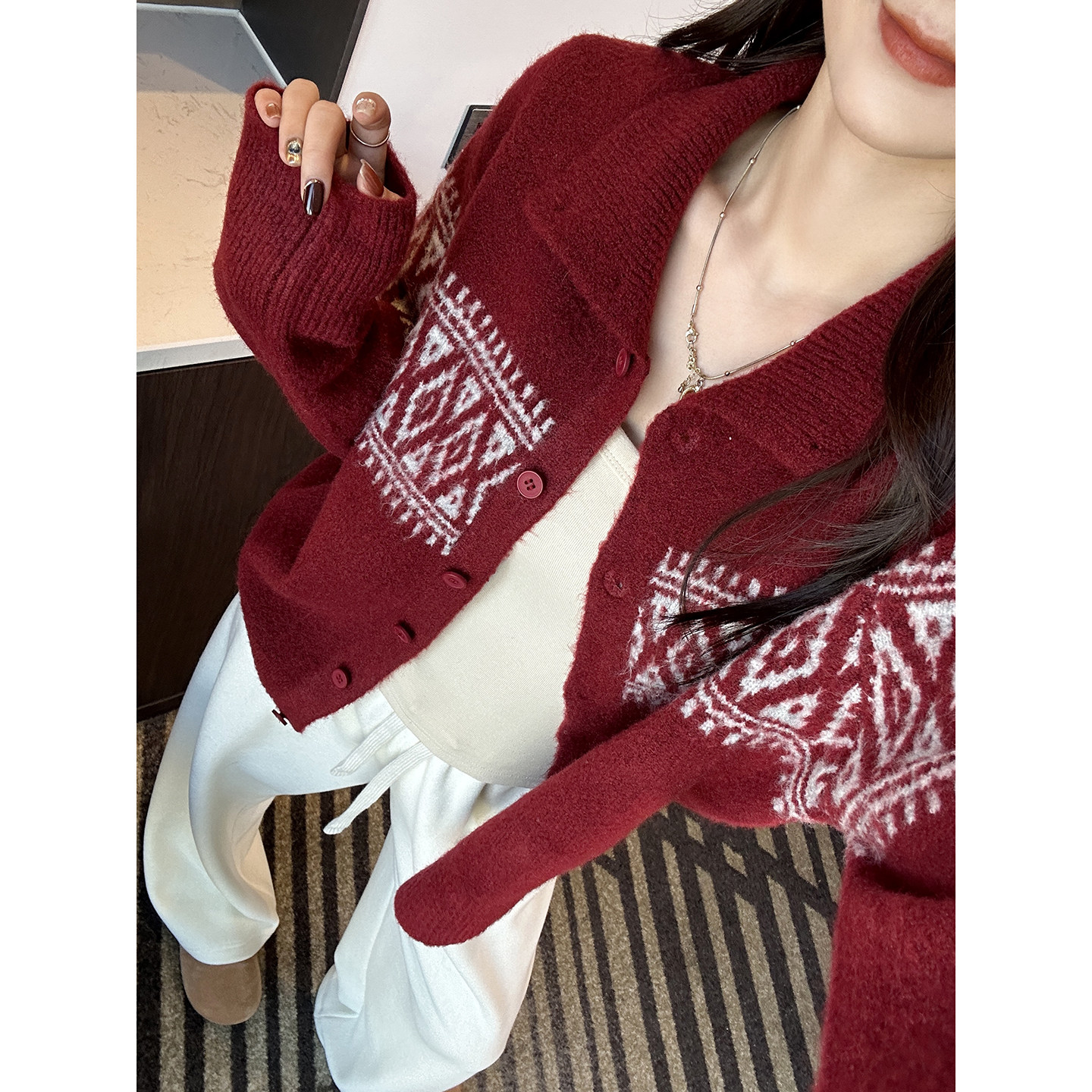 本期必buy！~费尔岛毛衣外套女新