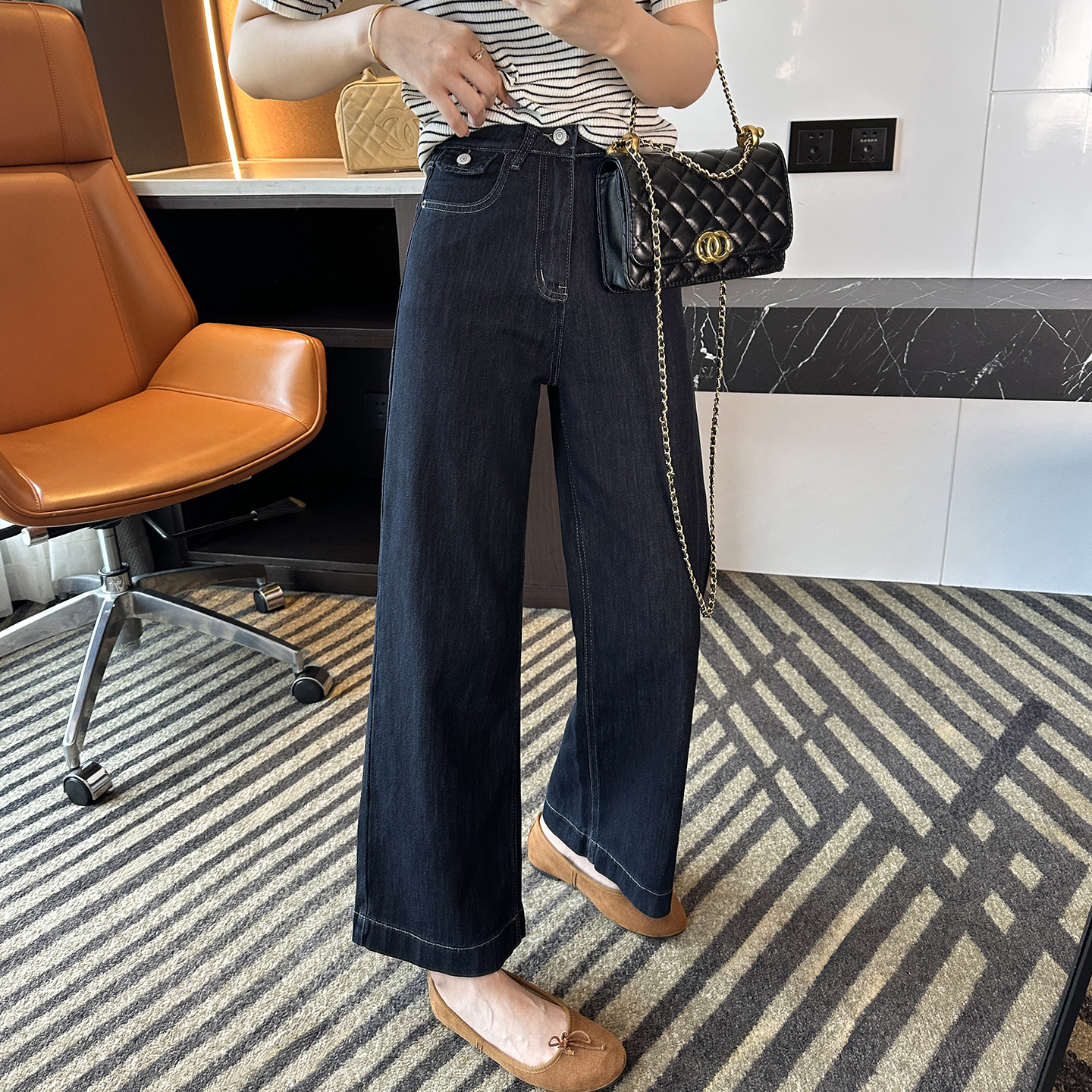 巨修腿型！~深色宽松阔腿牛仔裤