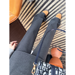 女秋冬新加绒高腰显瘦休闲长裤 超优比例 遮胯假两件屁帘喇叭裤