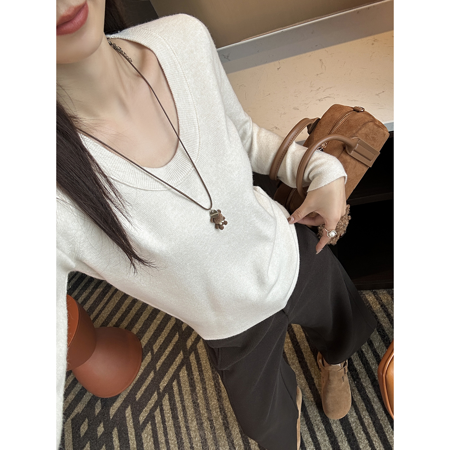 穿出天鹅颈！~鹅蛋领羊毛打底衫