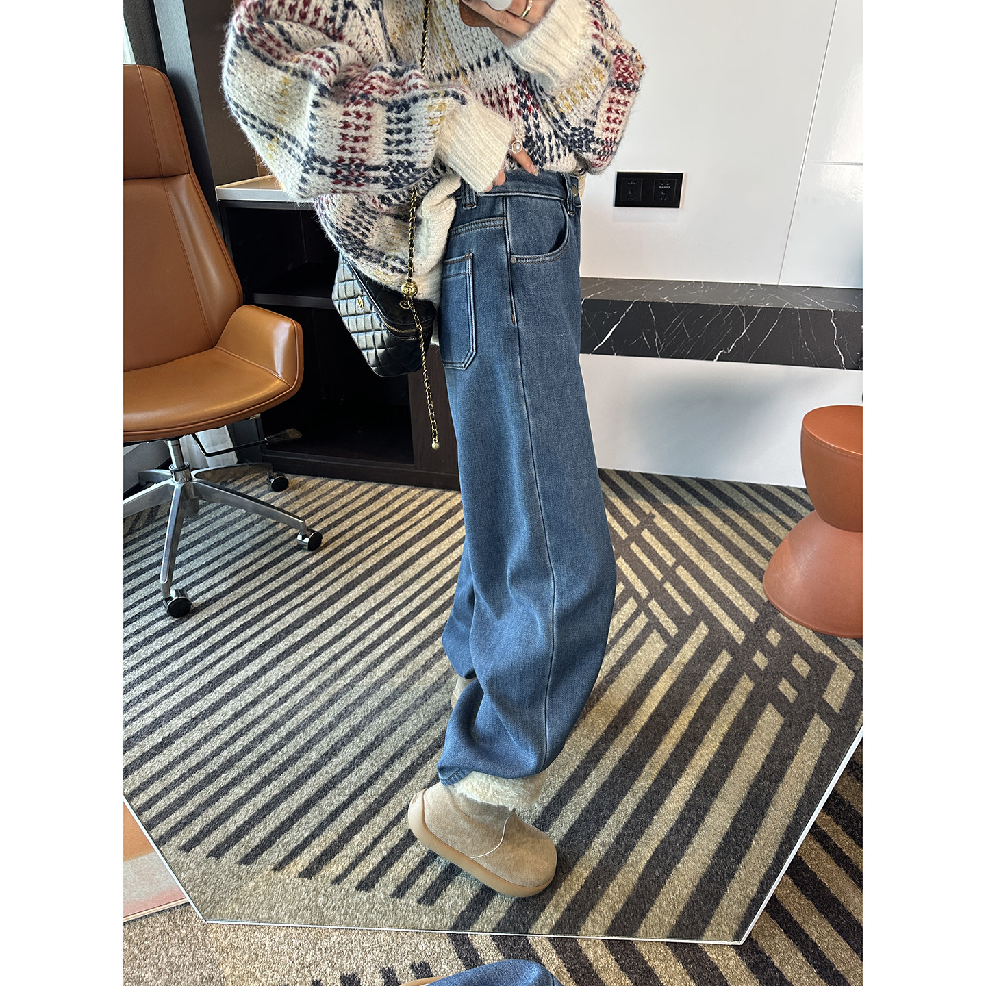 小个子爱惨了！~加厚保暖一体绒阔腿牛仔裤女秋冬新款宽松直筒裤,女装/女士精品,牛仔裤,淘宝优惠券,粉丝福利购,淘宝优惠卷