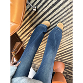 双版 本斜裁微喇叭牛仔裤 女春季 腿精建模裤 新高腰弹力显瘦裤 子