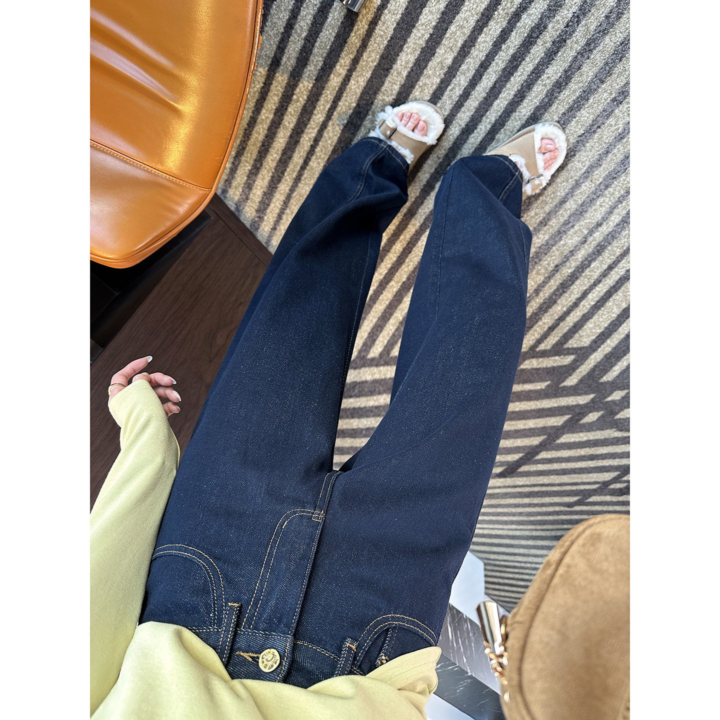 梨型救赎！~复古深色弯刀拖地裤子女春季新款高腰宽松阔腿牛仔裤,女装/女士精品,牛仔裤,淘宝优惠券,粉丝福利购,淘宝优惠卷