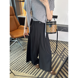 宽松慵懒松弛感长裤 女2026新款 麻料老钱风休闲裙裤 满满松弛感