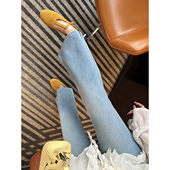 复古设计感裤 本期主推 春季 女2026新款 子 侧开叉九分小喇叭牛仔裤