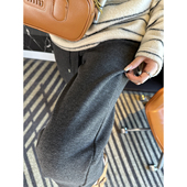 宽松直筒阔腿休闲裤 巨舒服 女冬季 新款 云感裤 小个子加绒糯米裤