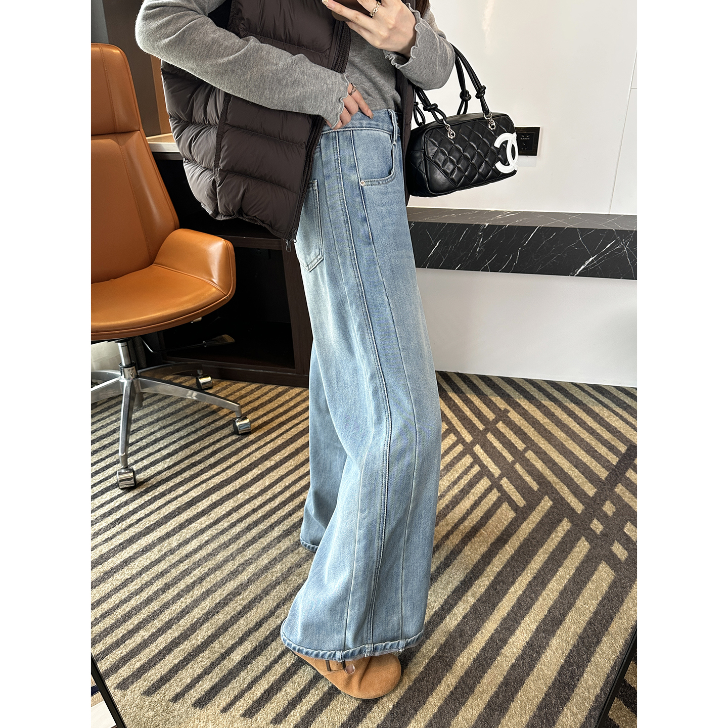 本期zui爱~侧边三压骨加绒牛仔裤