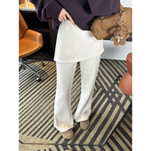 长腿捕捉器 休闲裤 显瘦假两件喇叭裙裤 女秋冬加绒加厚高腰修身