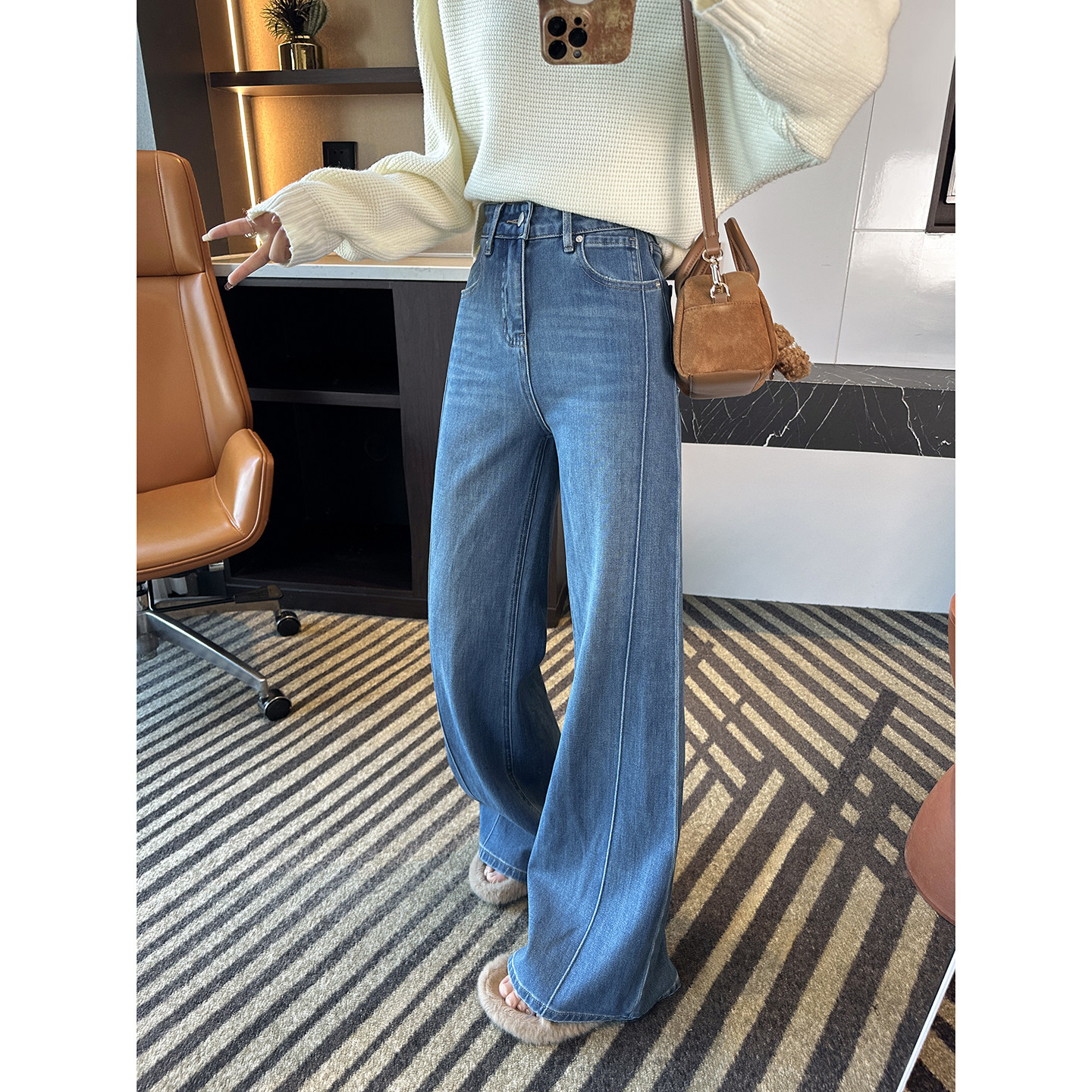 巨显大长腿！~侧骨线提臀筒喇叭裤女早春新款四面弹显瘦牛仔长裤,女装/女士精品,牛仔裤,淘宝优惠券,粉丝福利购,淘宝优惠卷