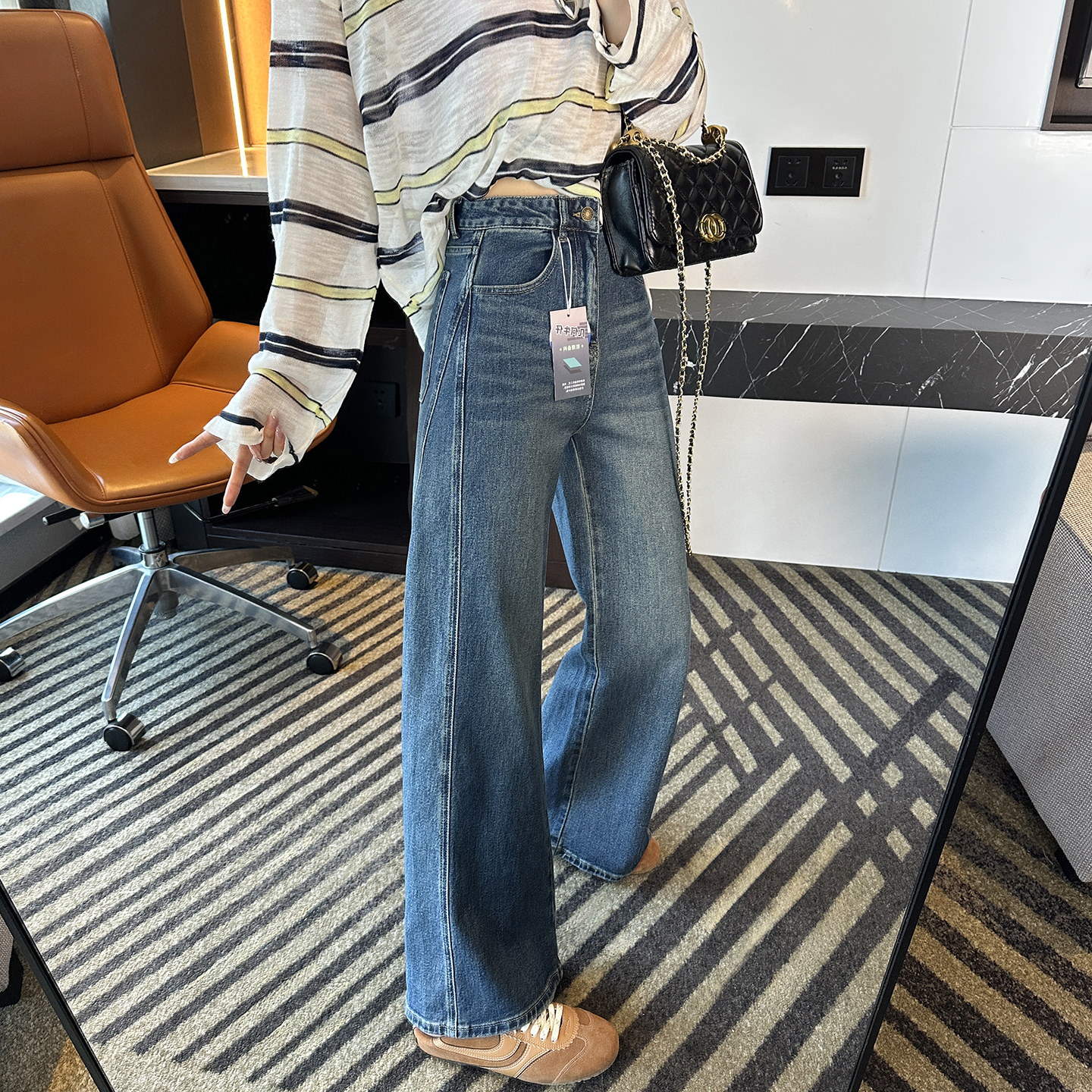 长腿超模裤！~四面弹喇叭牛仔裤