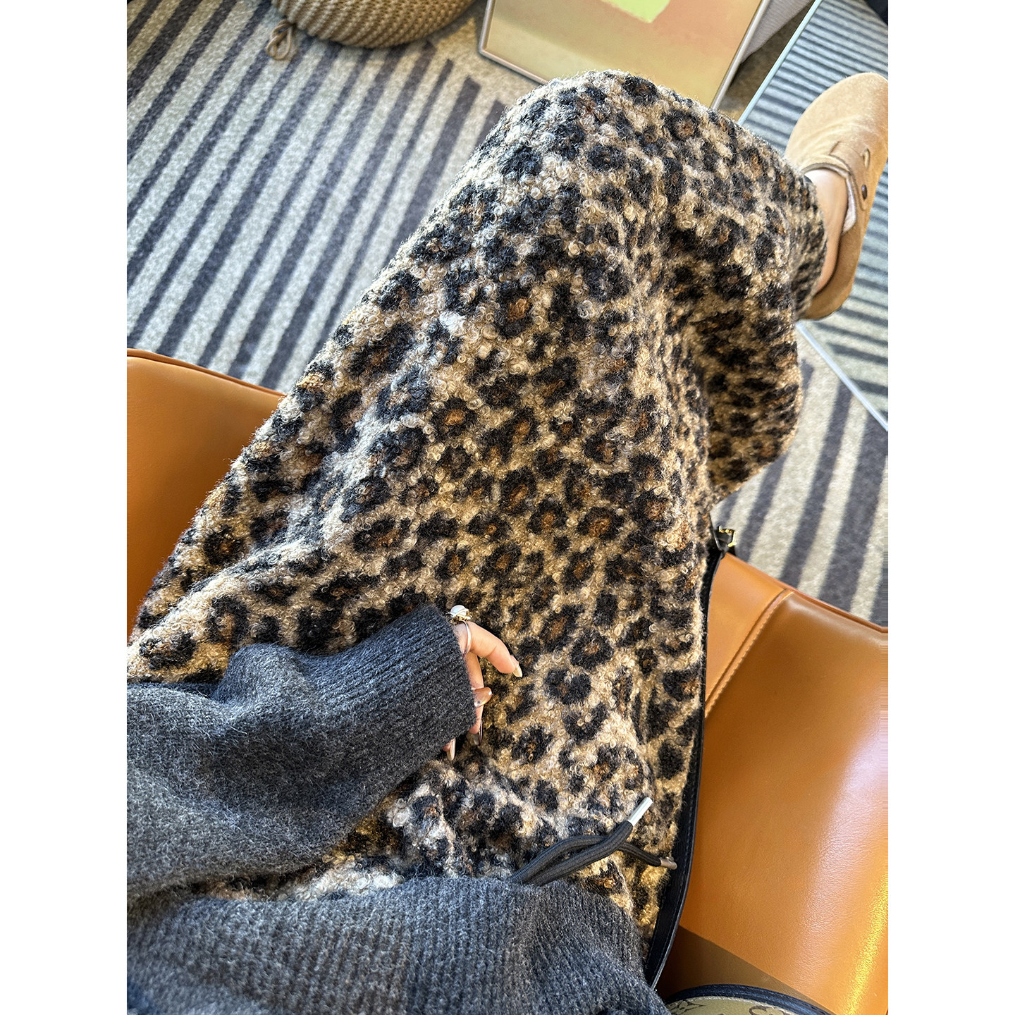 高级老钱风！~泰迪卷豹纹半身裙女新款加厚高腰显瘦后开叉中长裙,女装/女士精品,半身裙,淘宝优惠券,粉丝福利购,淘宝优惠卷