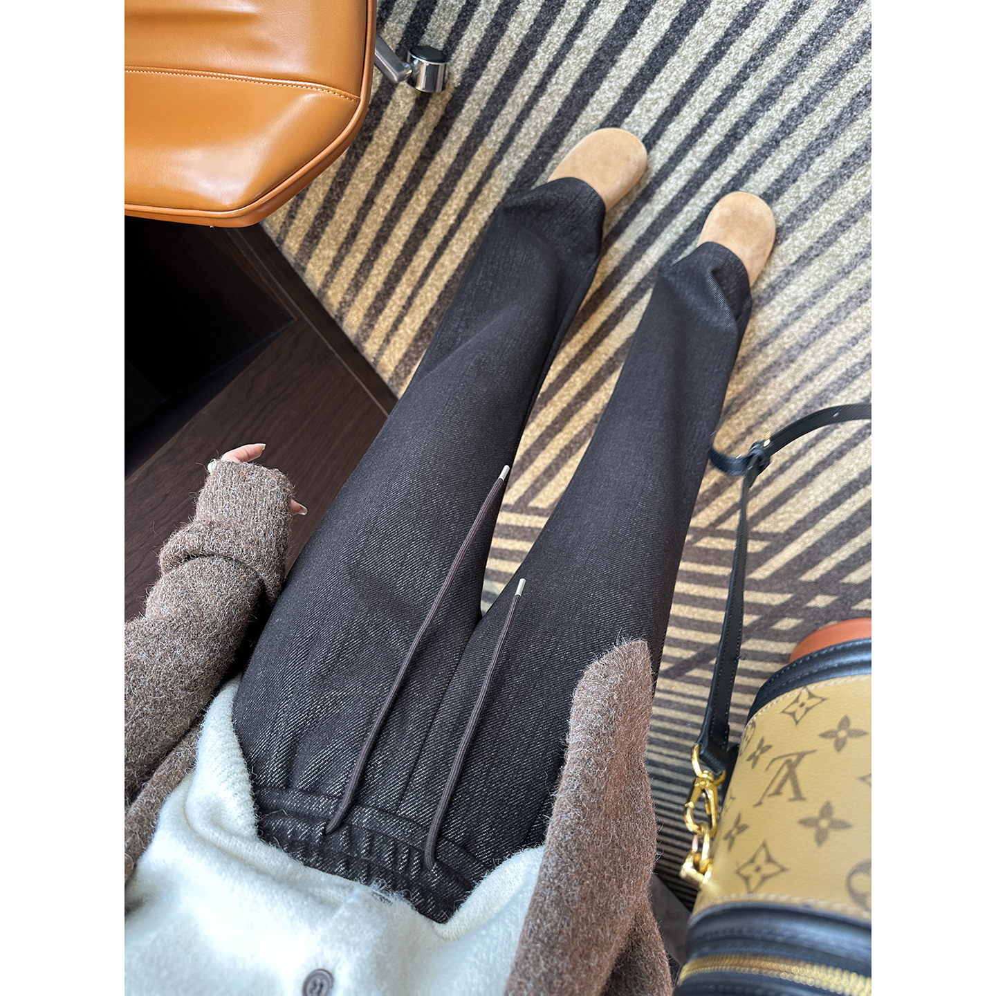 高腰显瘦裤子！醋酸羊毛微喇叭裤