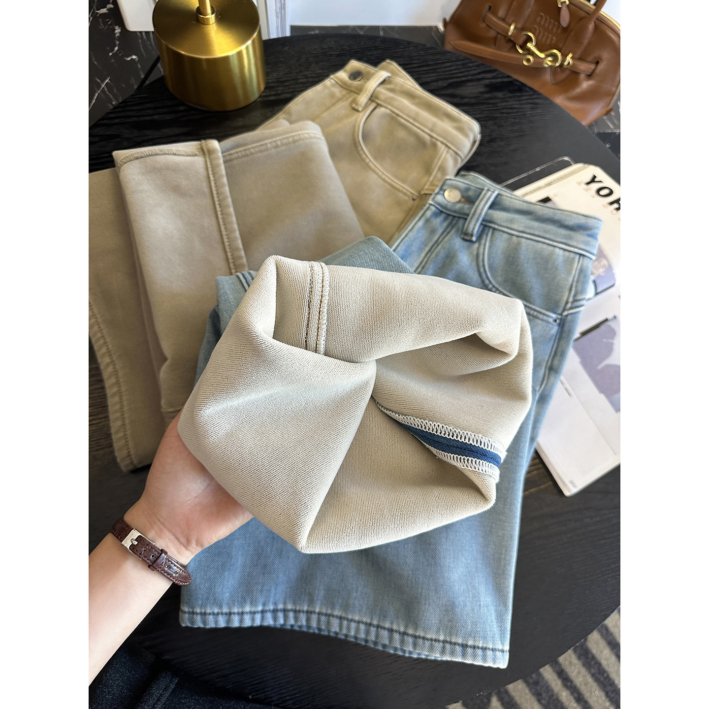 保暖王炸！~密密绒阔腿牛仔裤女2025新款冬季高腰宽松加厚长裤子,女装/女士精品,牛仔裤,淘宝优惠券,粉丝福利购,淘宝优惠卷