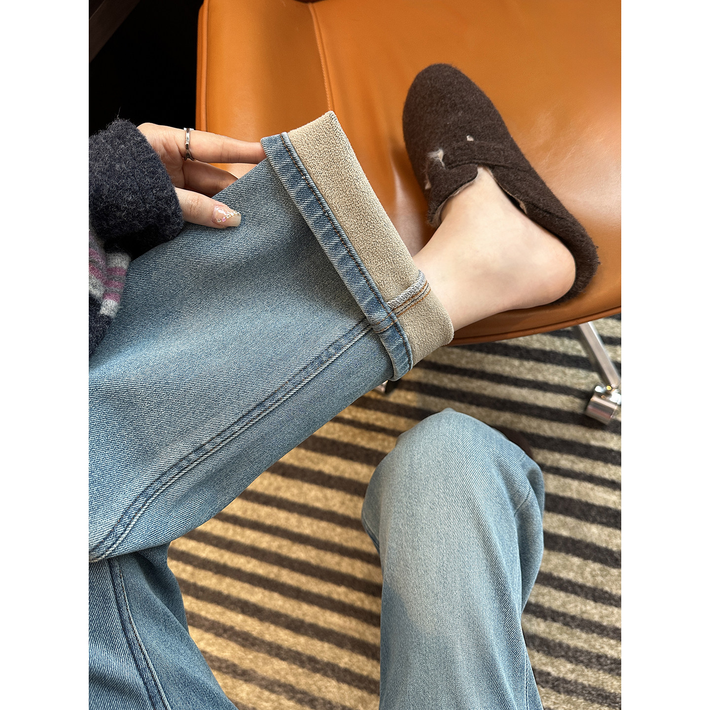 版型巨遮肉！~加绒窄版阔腿牛仔裤女新款四面弹高腰宽松直筒长裤,女装/女士精品,牛仔裤,淘宝优惠券,粉丝福利购,淘宝优惠卷