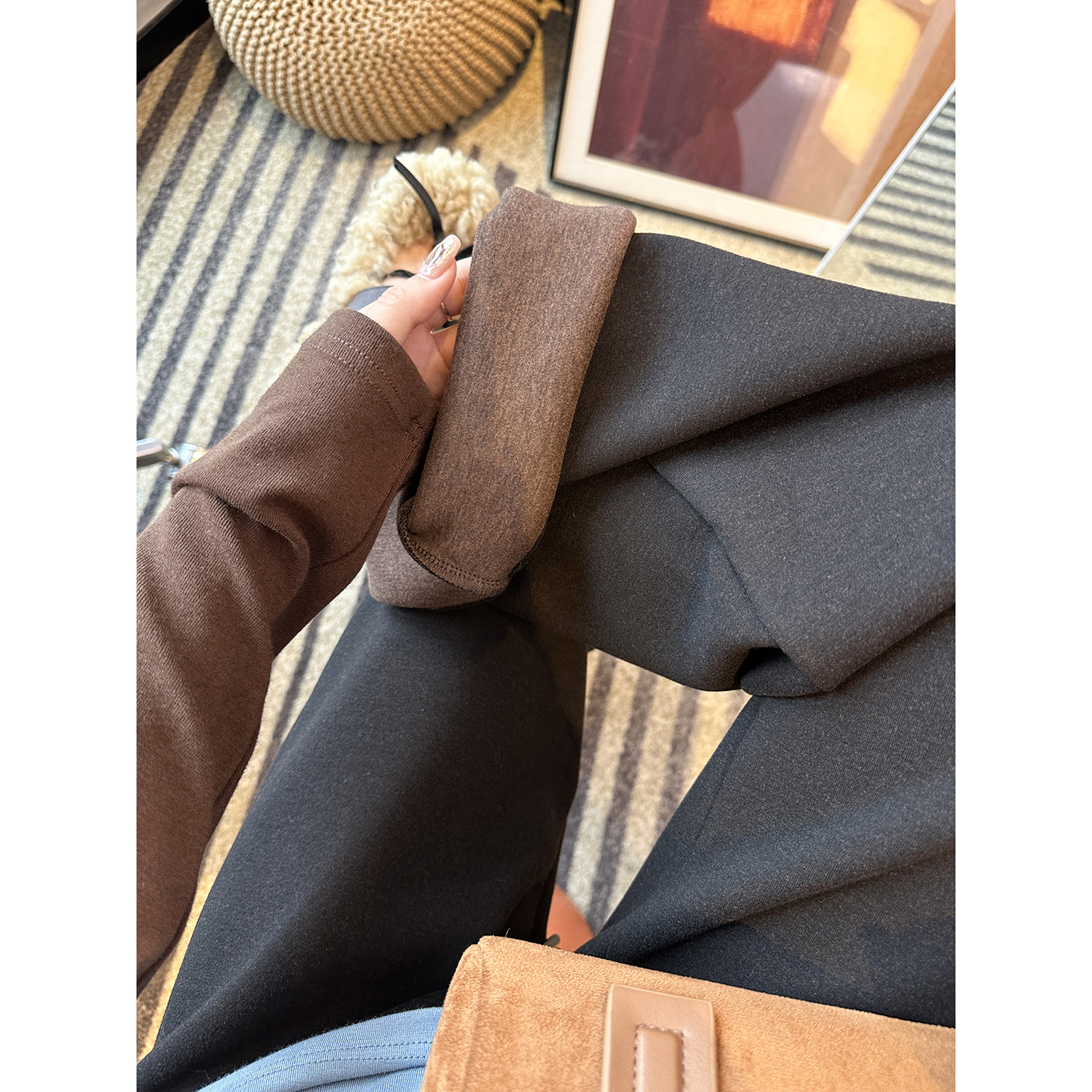 舒适显瘦双在线！~羊毛微喇叭裤