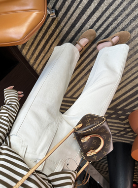 按头安利！冷萃白九分阔腿奶奶牛仔裤女2026早春宽松小个子直筒裤