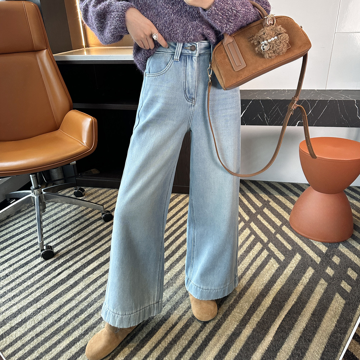 自发热神裤！~超柔牛奶绒阔腿牛仔裤女秋冬新款小个子加绒直筒裤,女装/女士精品,牛仔裤,淘宝优惠券,粉丝福利购,淘宝优惠卷