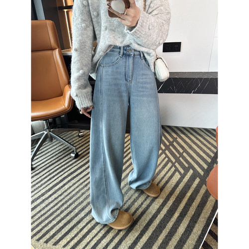 包容性巨好！~加绒弯刀牛仔裤女