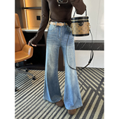 高腰弹力宽松长裤 修腿滤镜 春季 女2026新款 不贴腿微喇叭牛仔裤