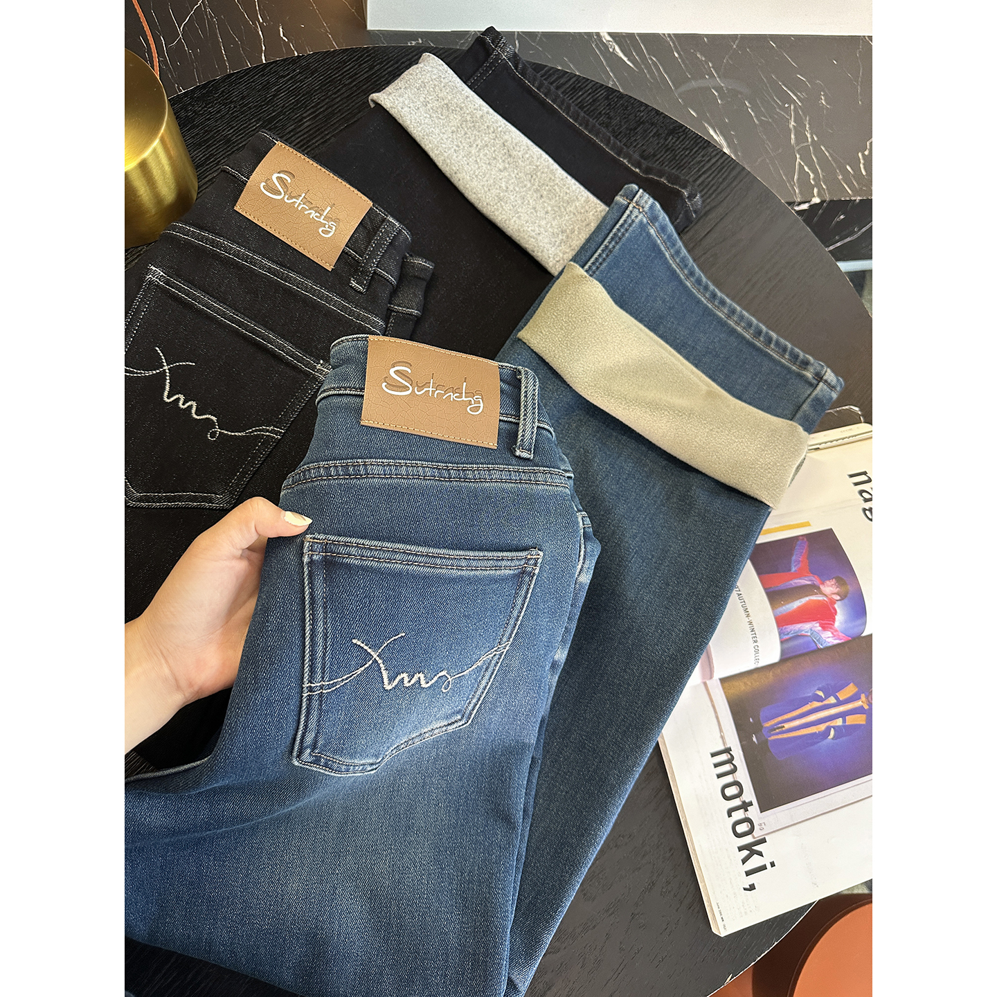 版型之王！~加绒高腰直筒阔腿裤